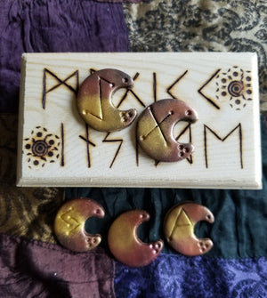 Runes with Wood Burned Box