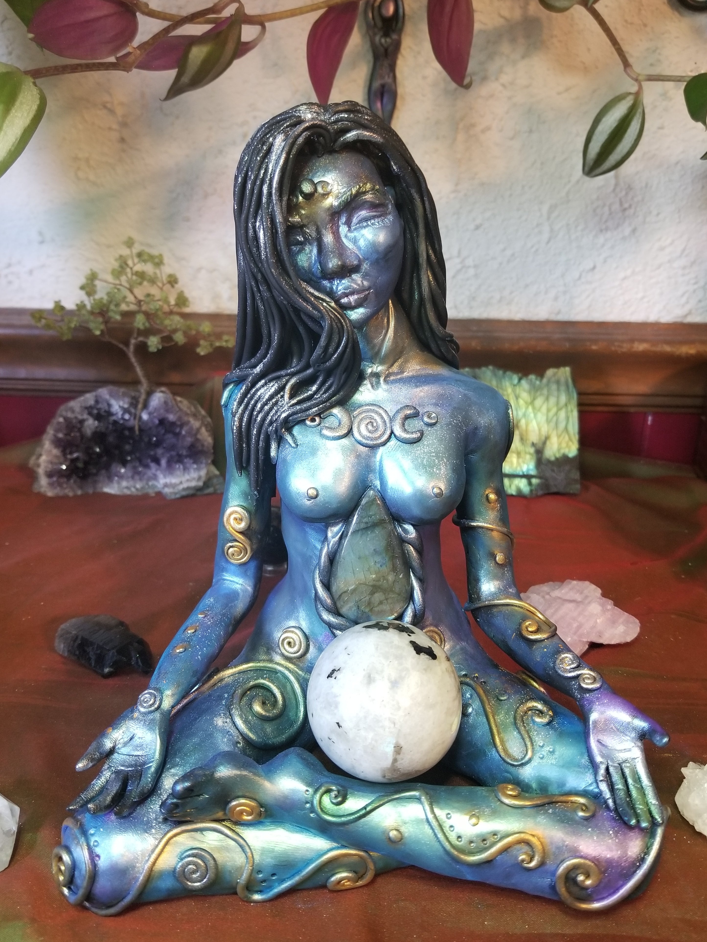 Labradorite Moon Goddess Statue